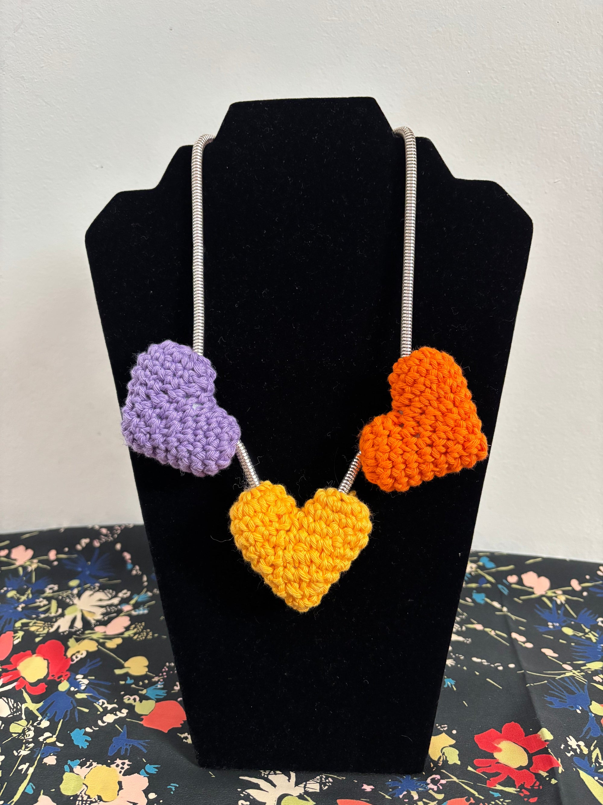 Crochet heart necklace