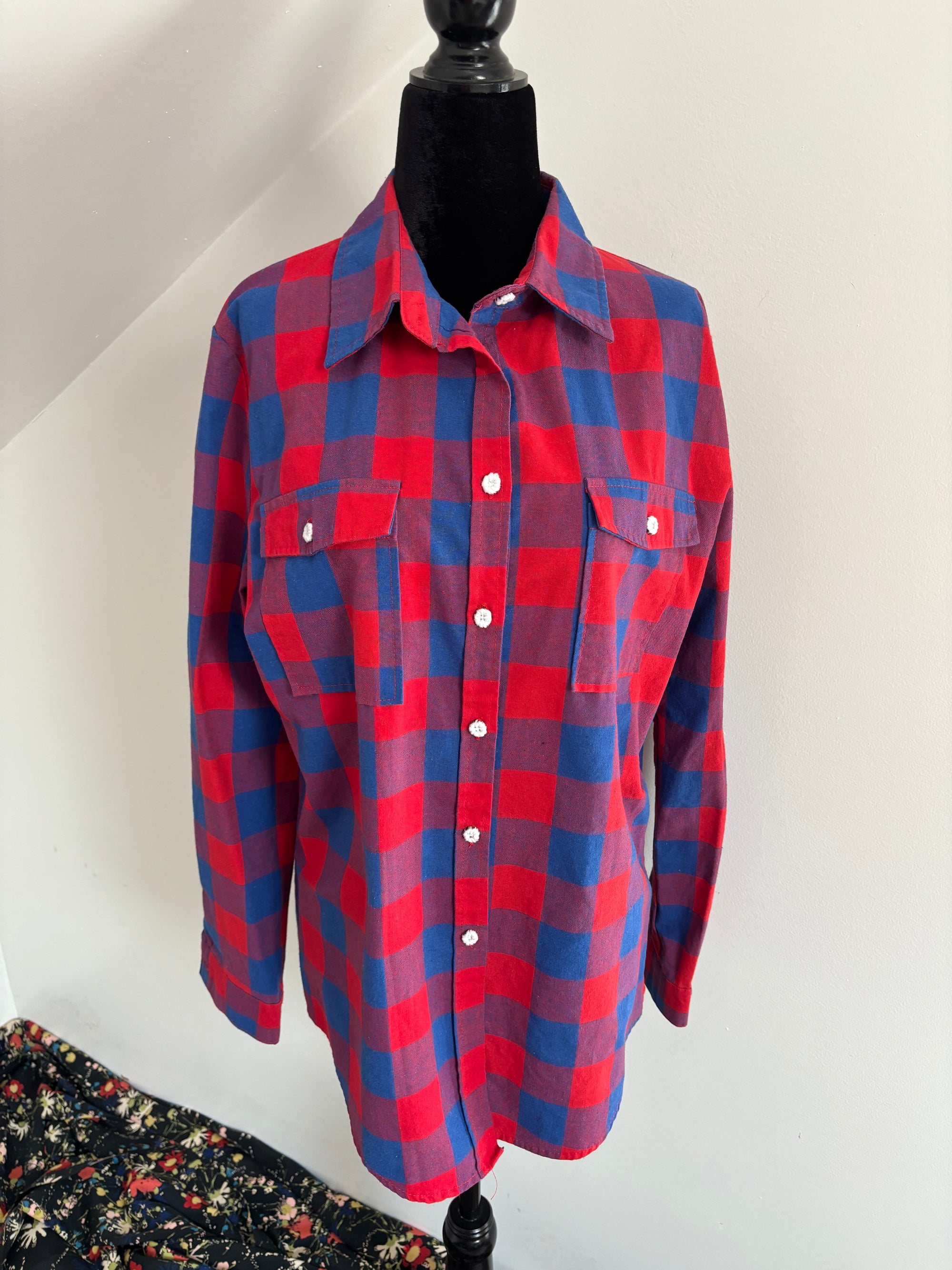 Blue and Red Plaid Dancing Bears Shirt by Cat Singh