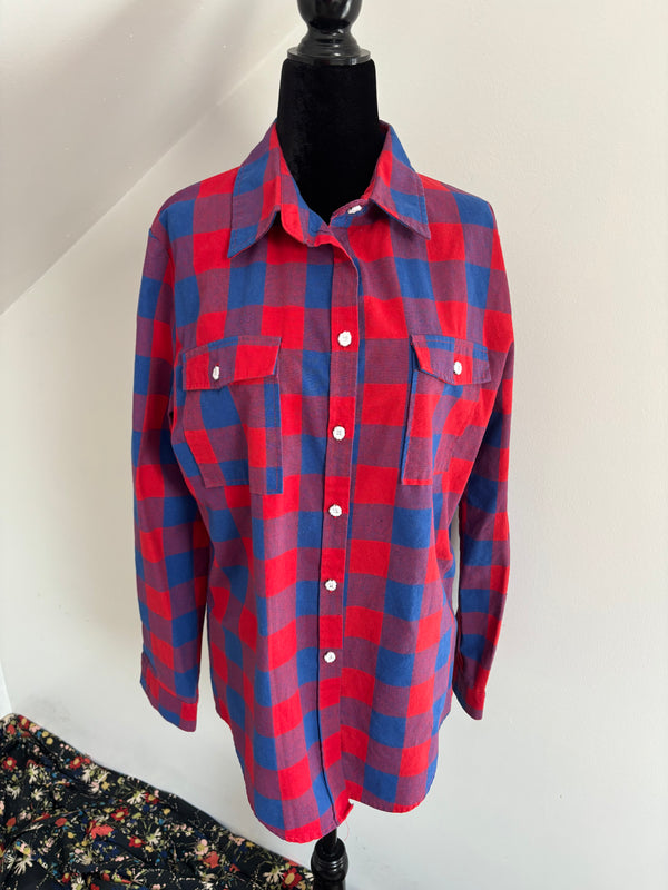 Blue and Red Plaid Dancing Bears Shirt by Cat Singh