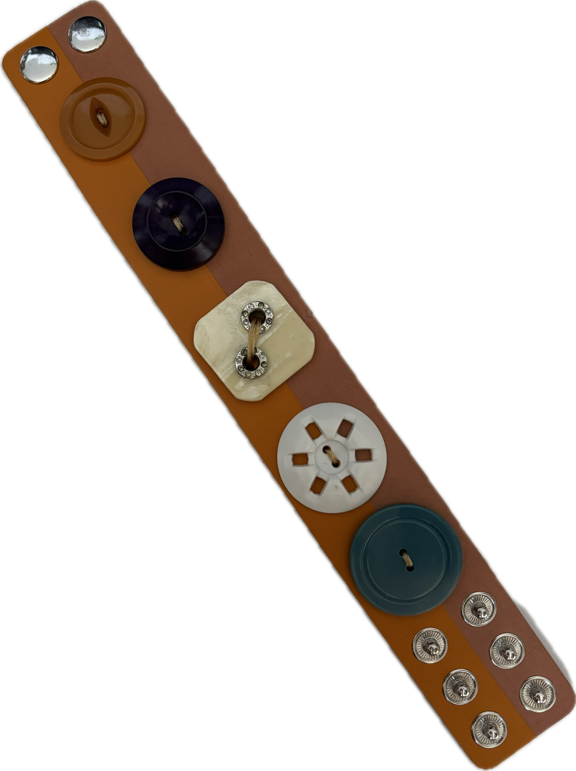 Vintage Button Cuff Bracelet on Vegan Leather