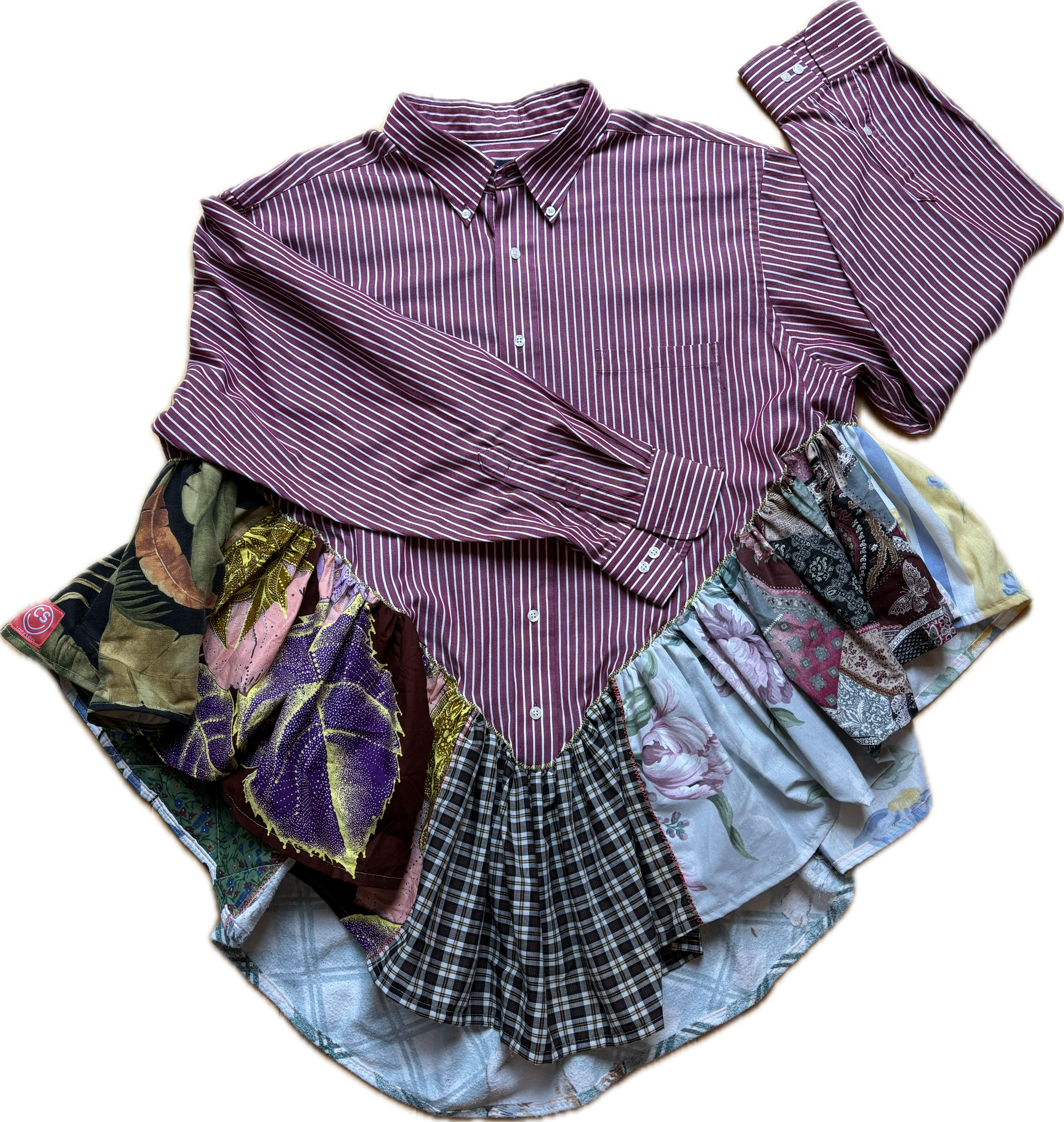 Maroon and White Stripes Ruffle Top by Cassie's Shop