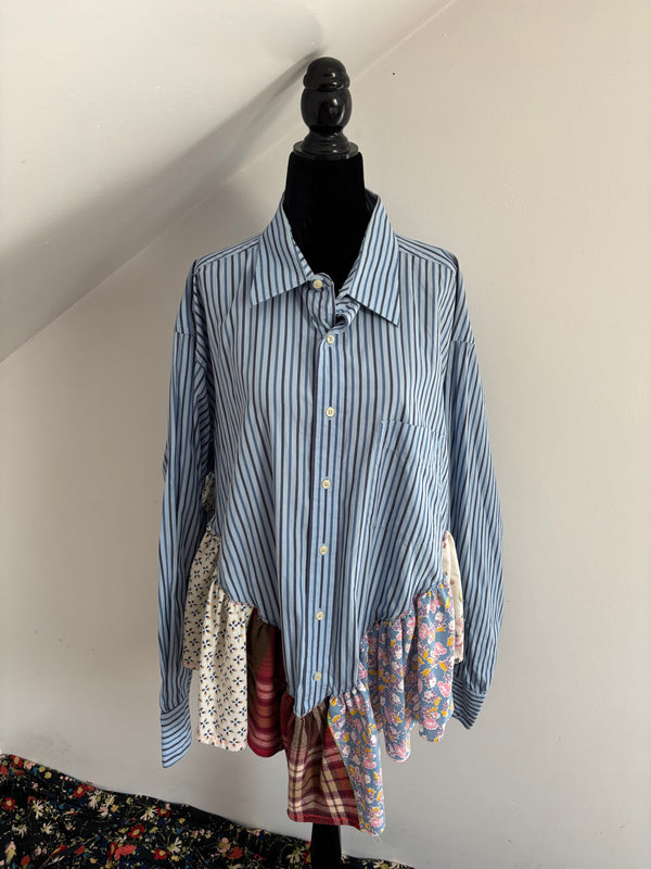 Blue Stripes Ruffle Top by Cassie’s Shop