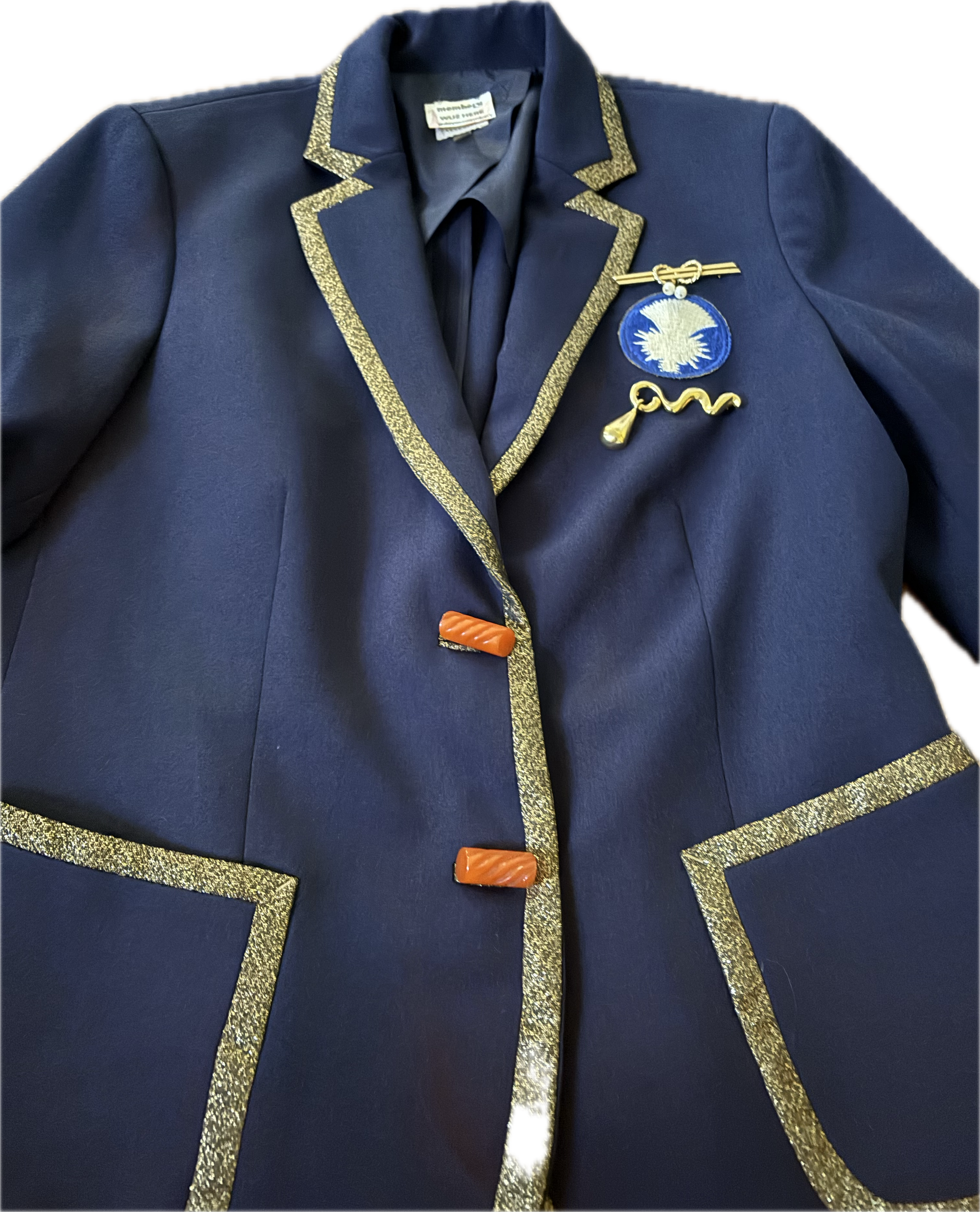 Military Inspired Navy Blazer with Gold Trim
