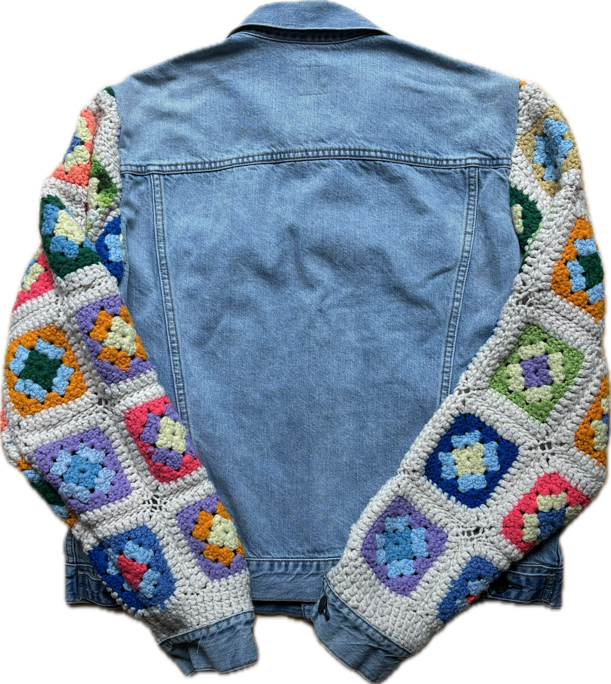 Yes Way, Crochet Denim Jacket in White