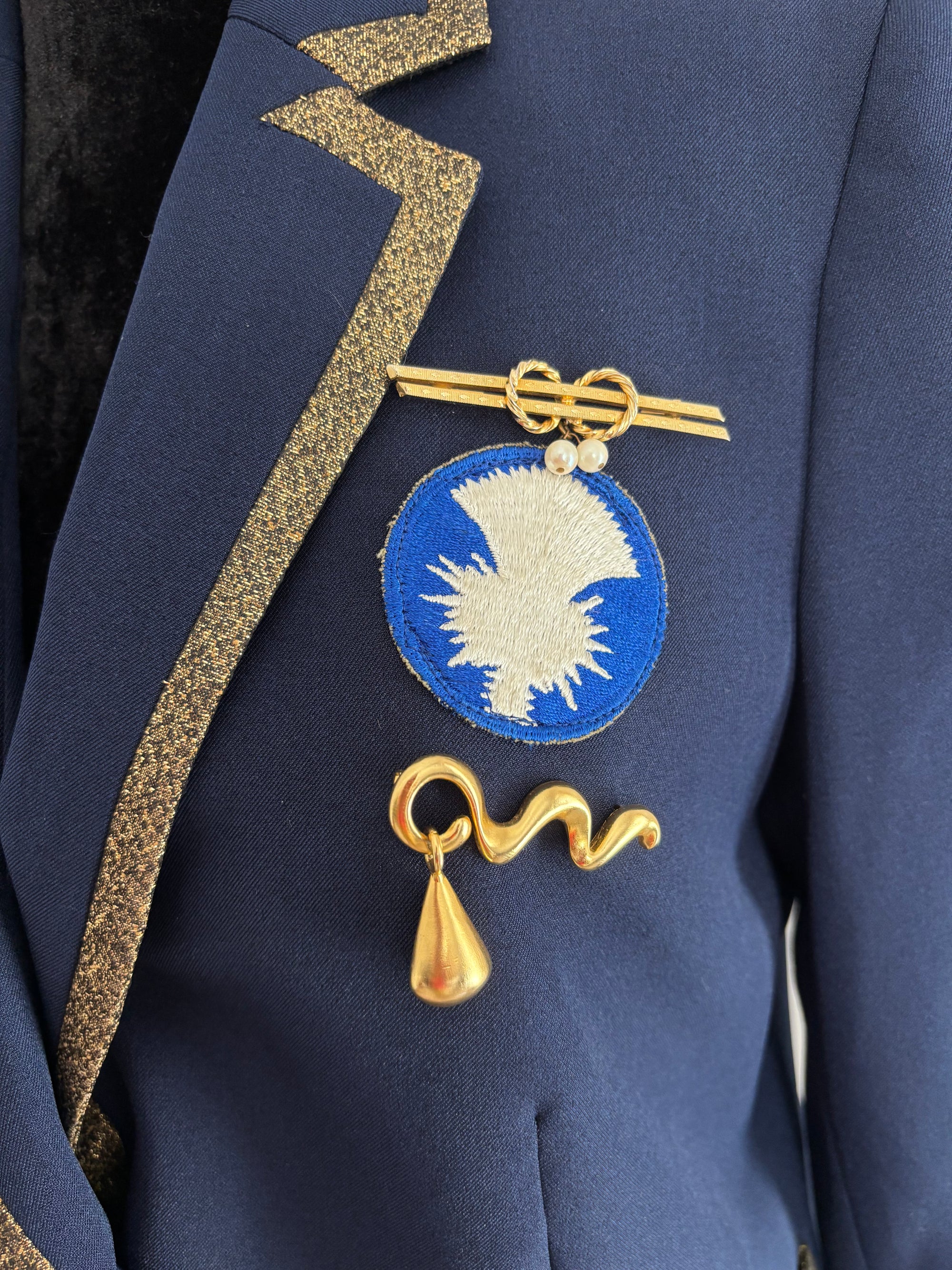 Military Inspired Navy Blazer with Gold Trim