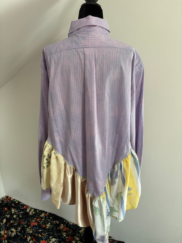 Bleachy Lavender Plaid Ruffle Top by Cassie's Shop