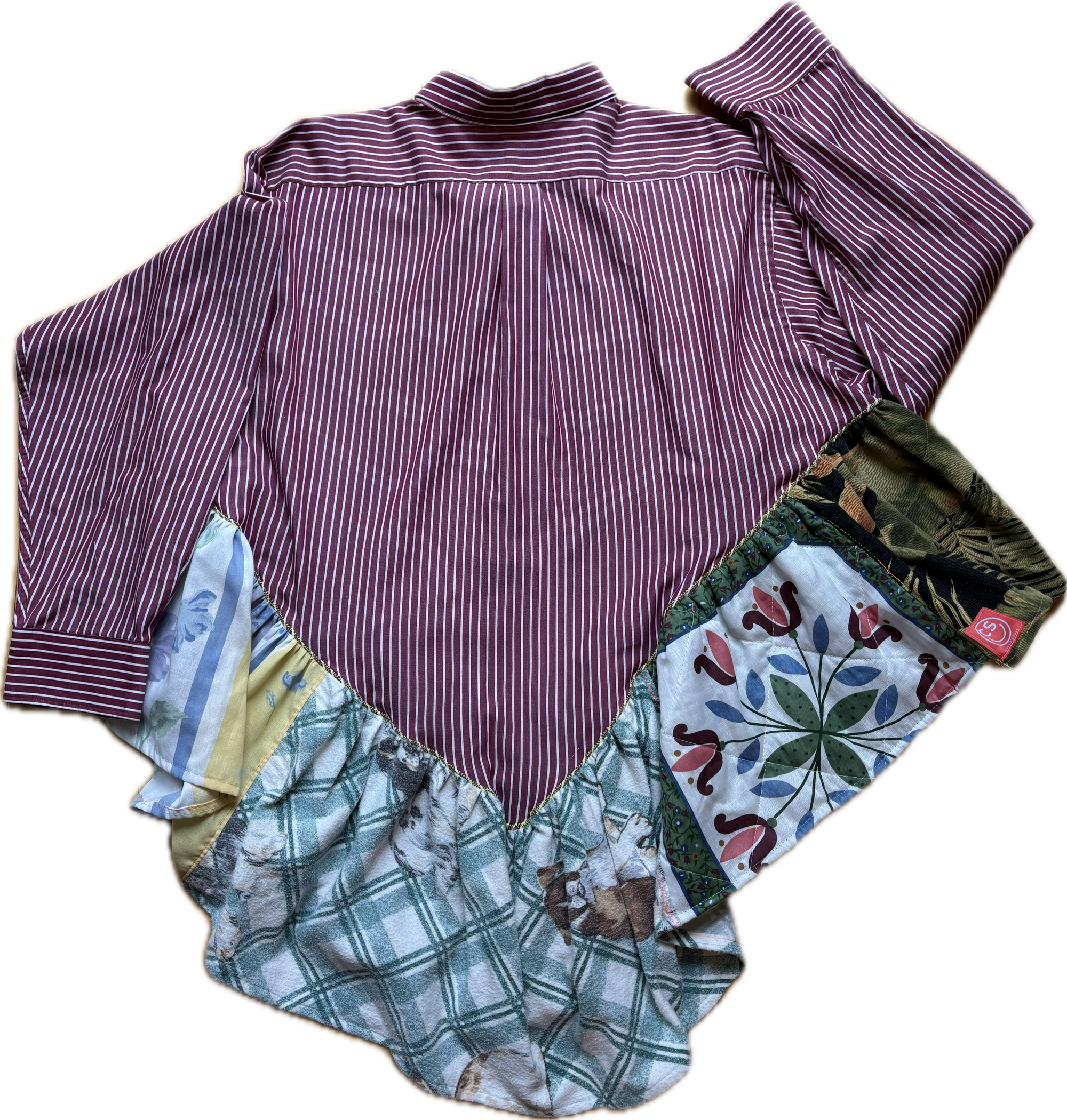 Maroon and White Stripes Ruffle Top by Cassie's Shop