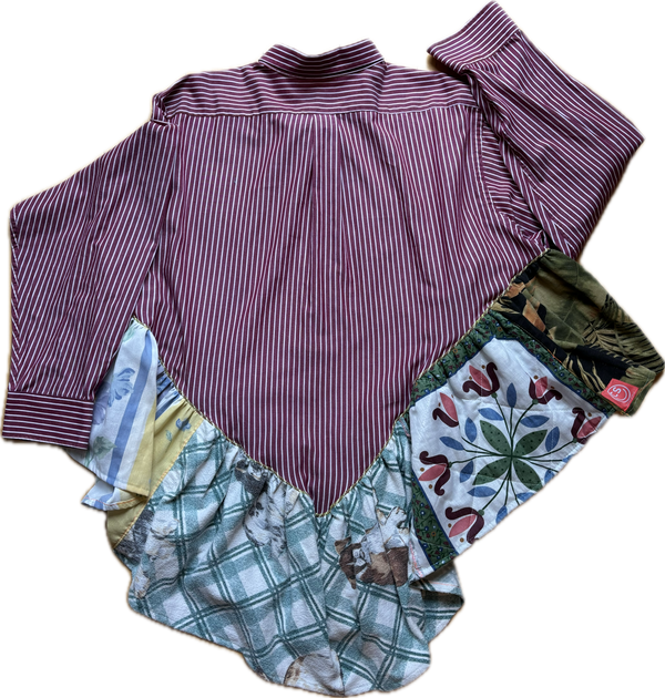 Maroon and White Stripes Ruffle Top by Cassie's Shop