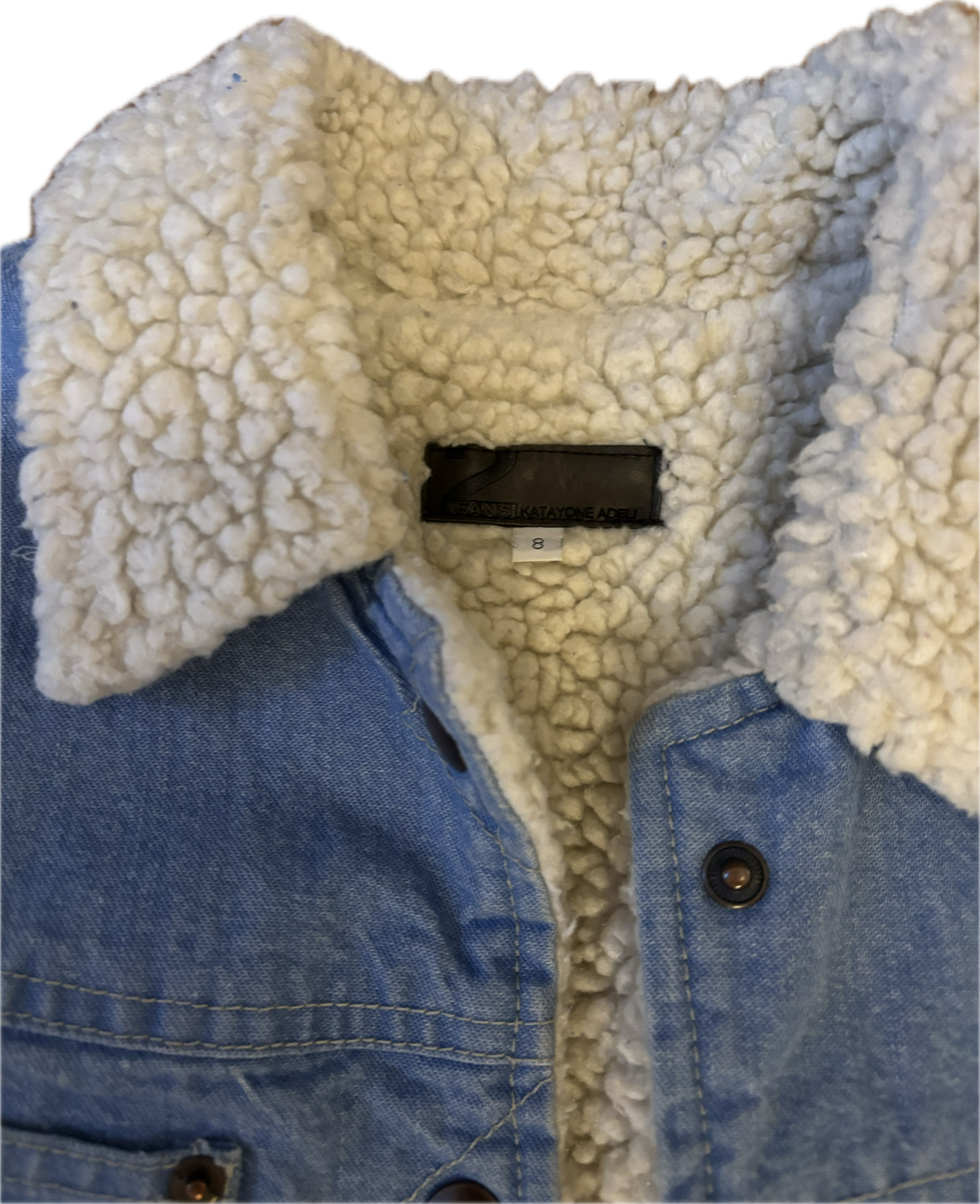 Yes Way, Crochet Denim and Shearling Jacket with Vintage Baby Blanket Sleeves