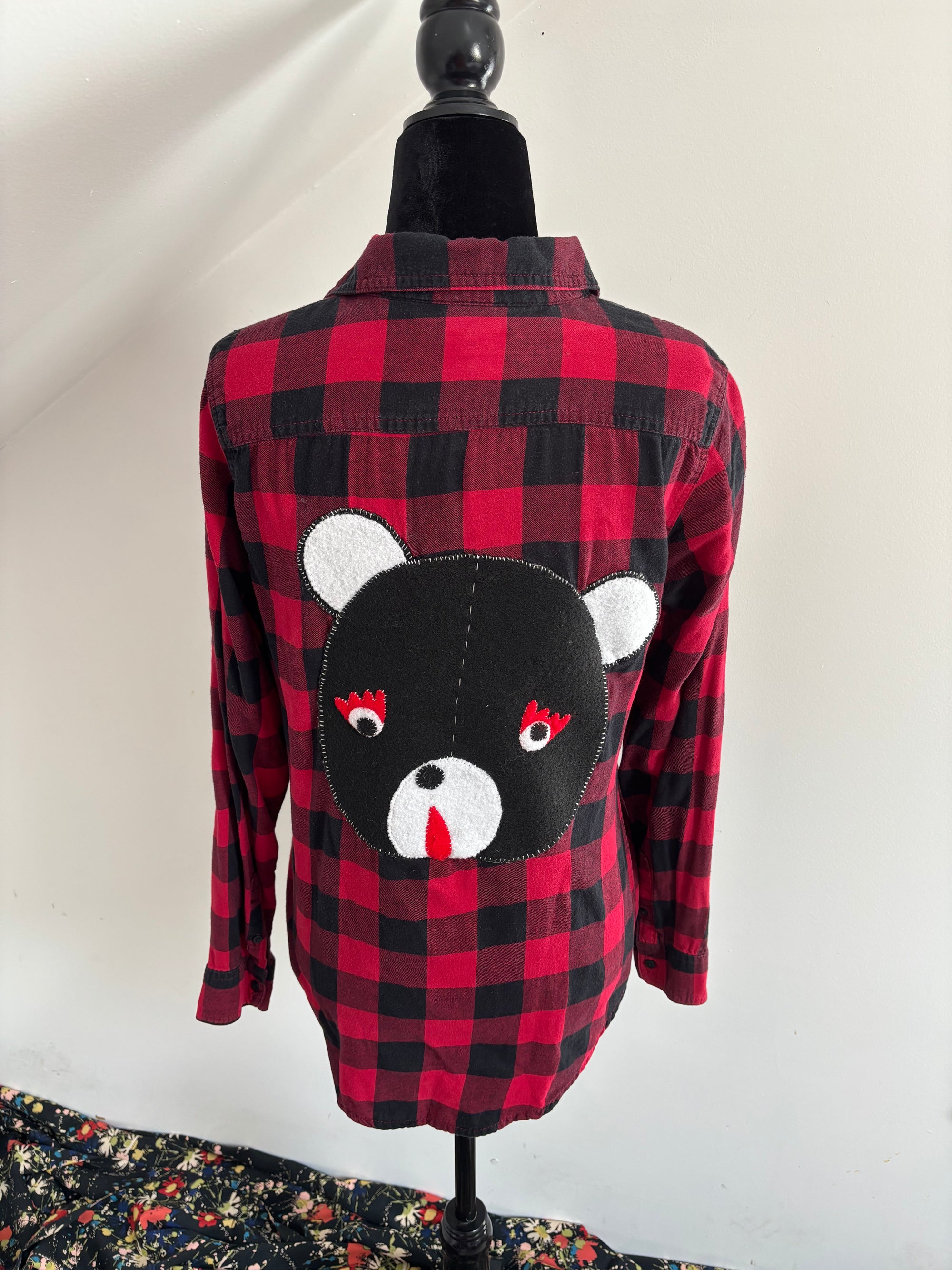 Red and Black Plaid Bear Shirt by Cat Singh
