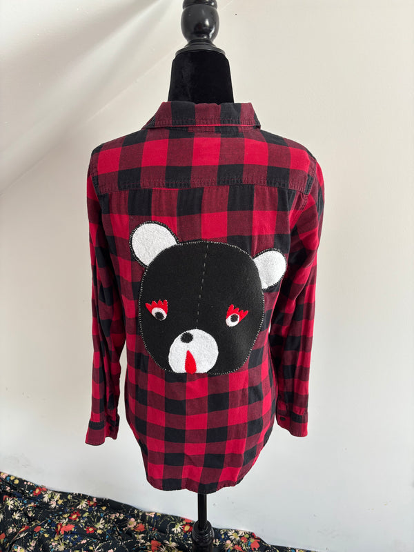 Red and Black Plaid Bear Shirt by Cat Singh