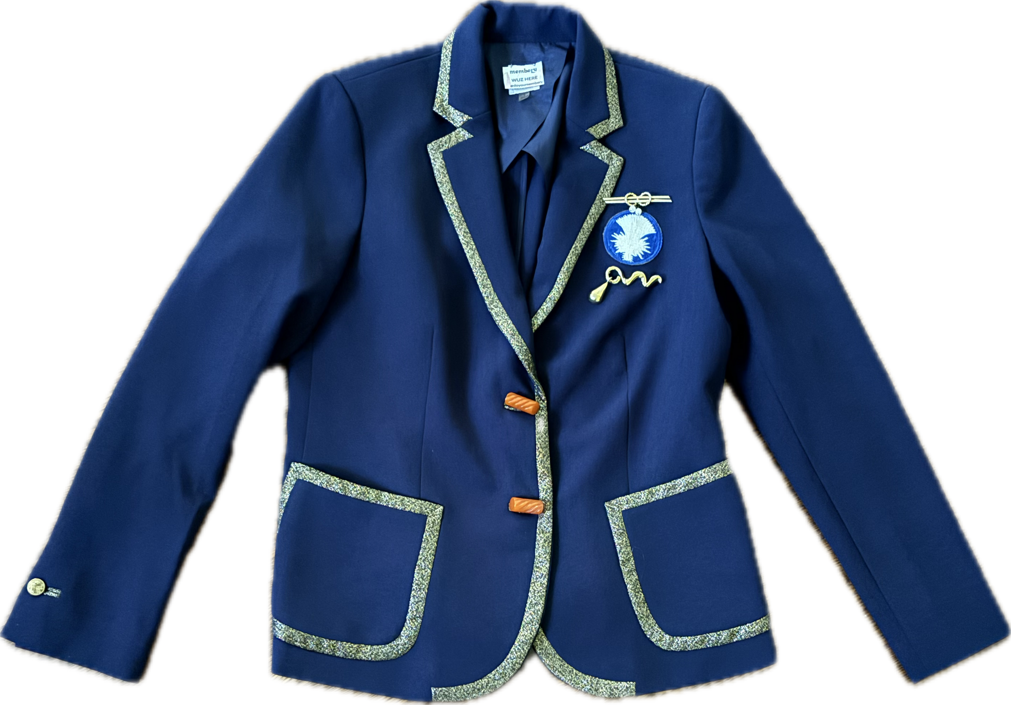 Military Inspired Navy Blazer with Gold Trim