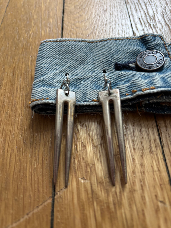 Rad earrings made from vintage fork tines by New Plate, Who Dish?