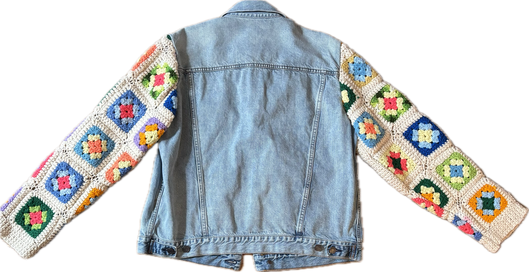 Yes Way, Crochet Denim Jacket in White