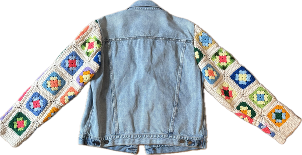 Yes Way, Crochet Denim Jacket in White
