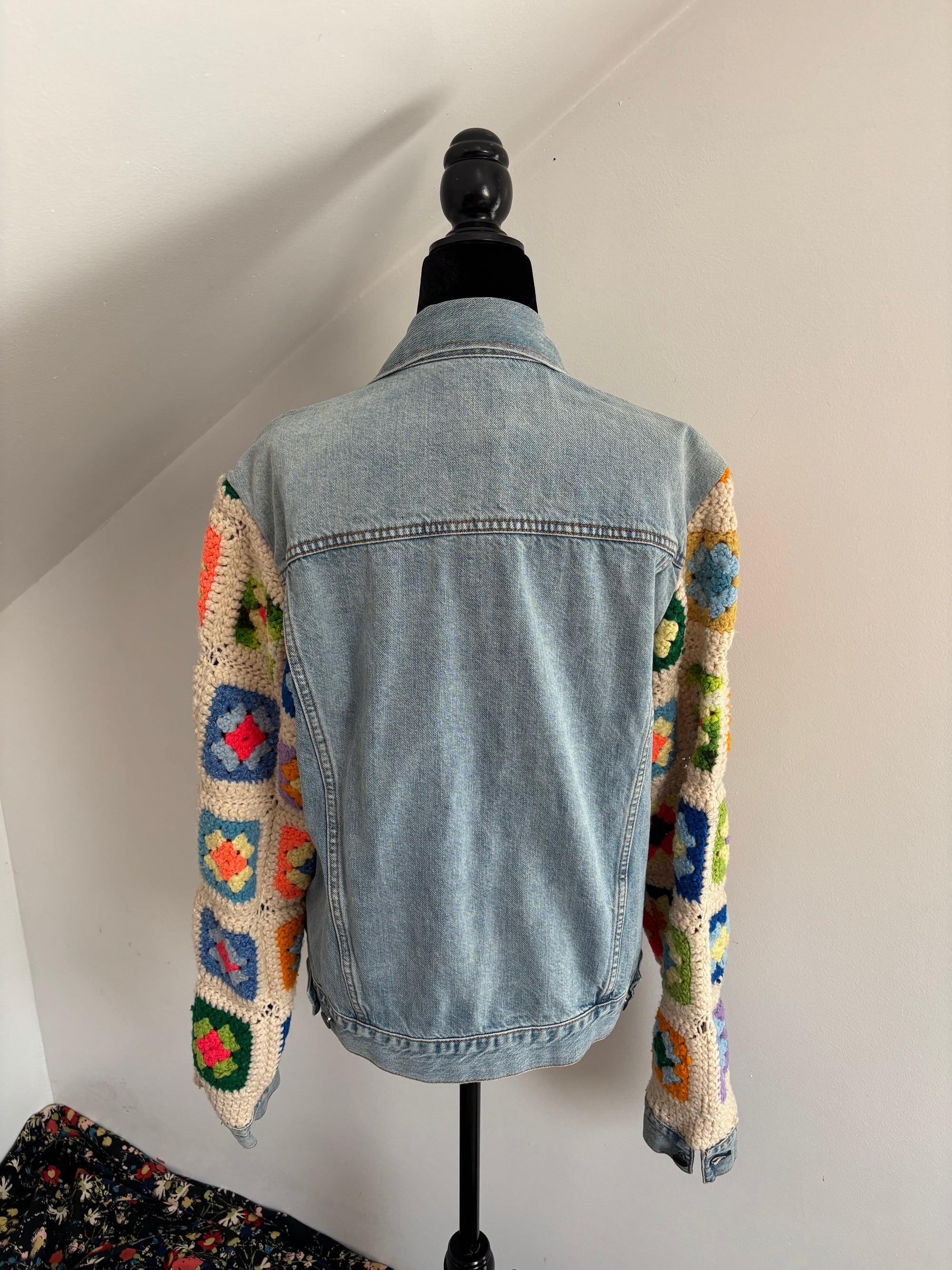 Yes Way, Crochet Denim Jacket in White