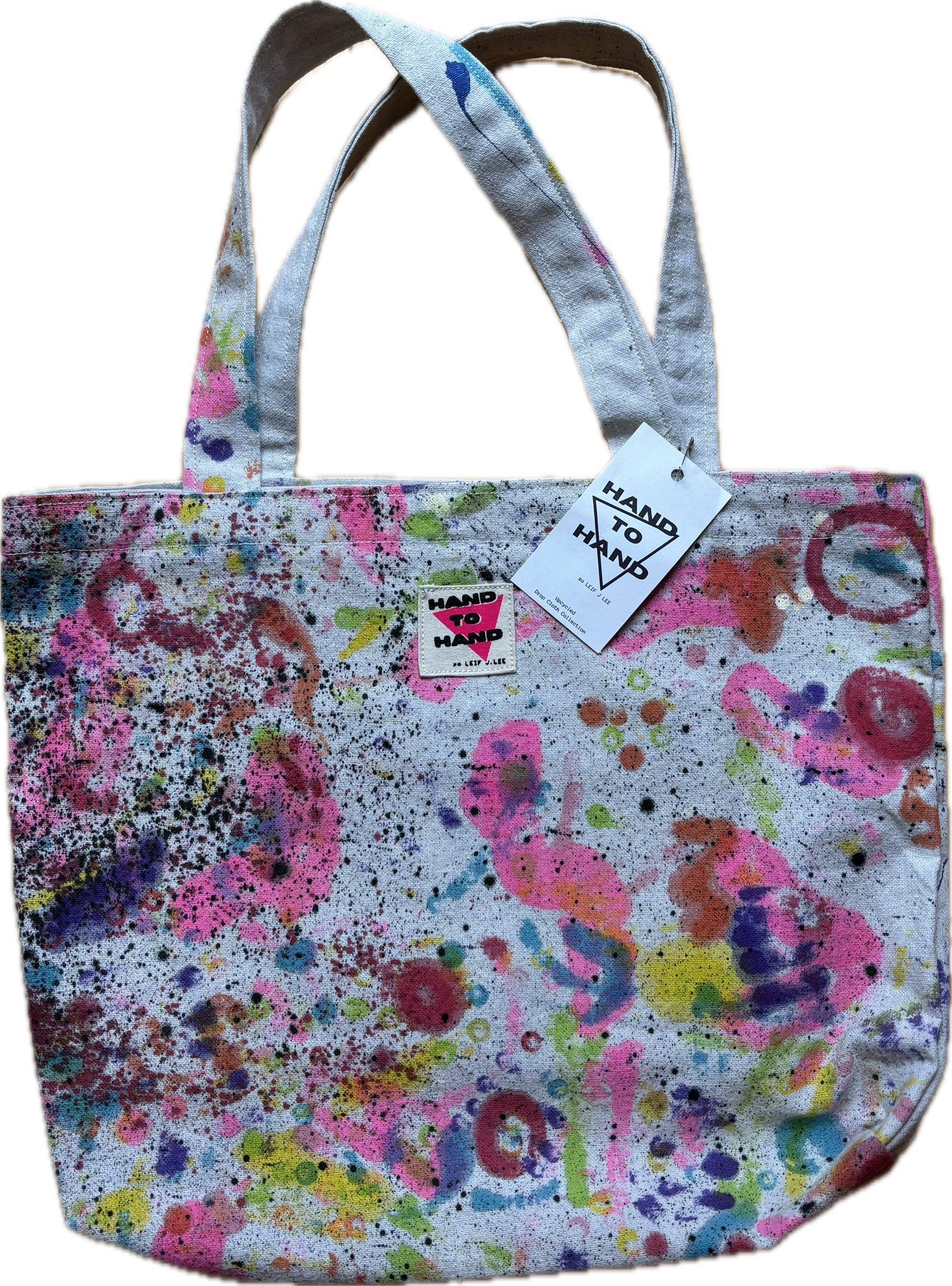 Hand 2 Hand Tote Bag with Red Circles by Leif J. Lee