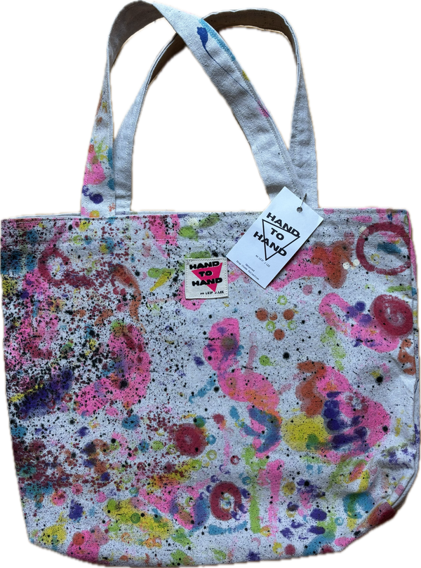 Hand 2 Hand Tote Bag with Red Circles by Leif J. Lee