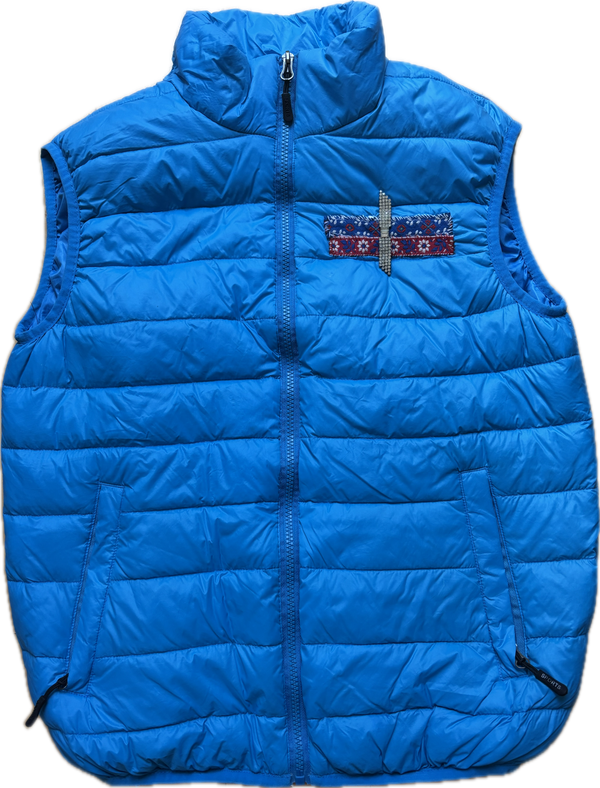 Microfeminism Corporate Puffer Vest in Royal Blue