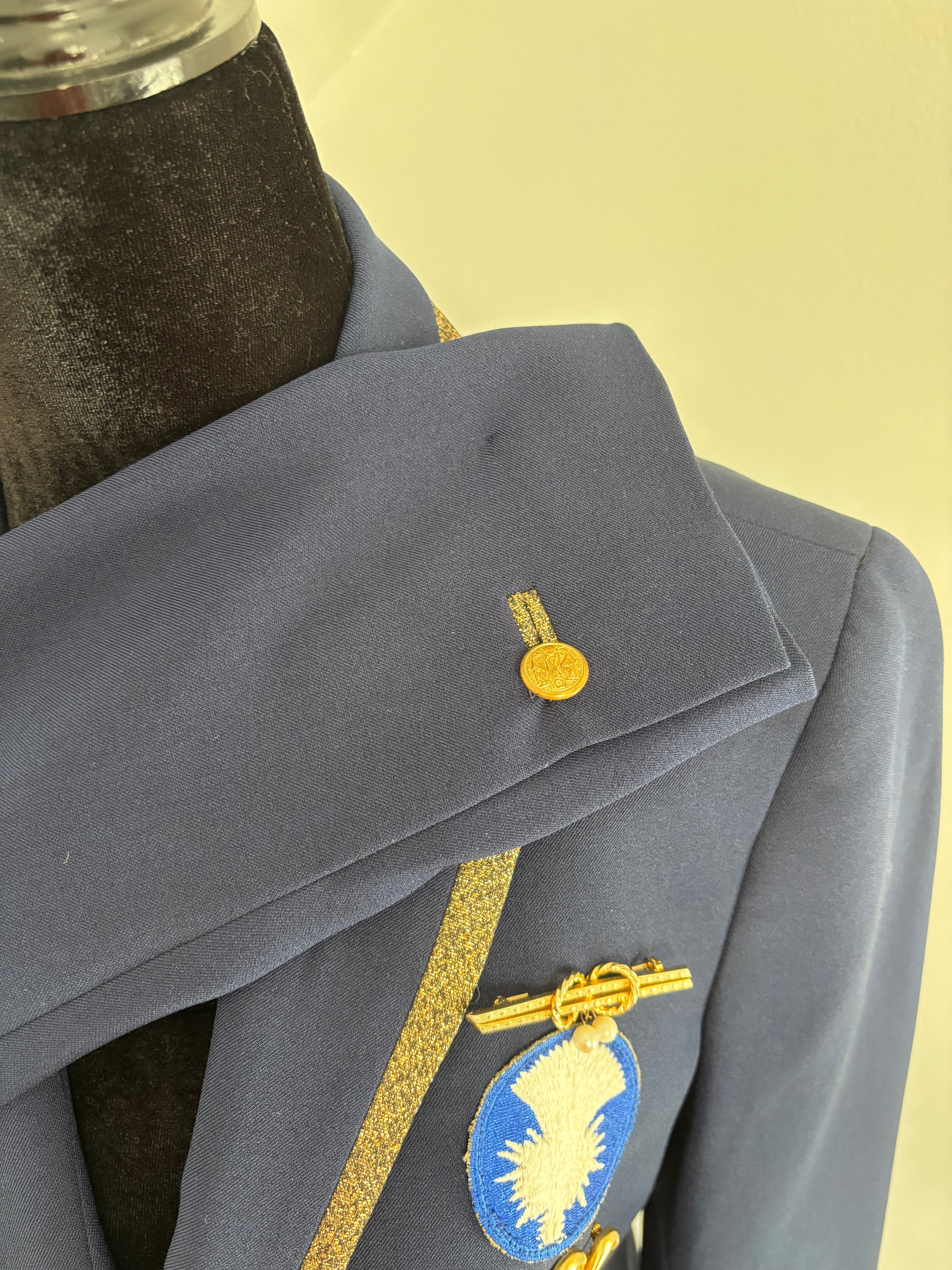 Military Inspired Navy Blazer with Gold Trim