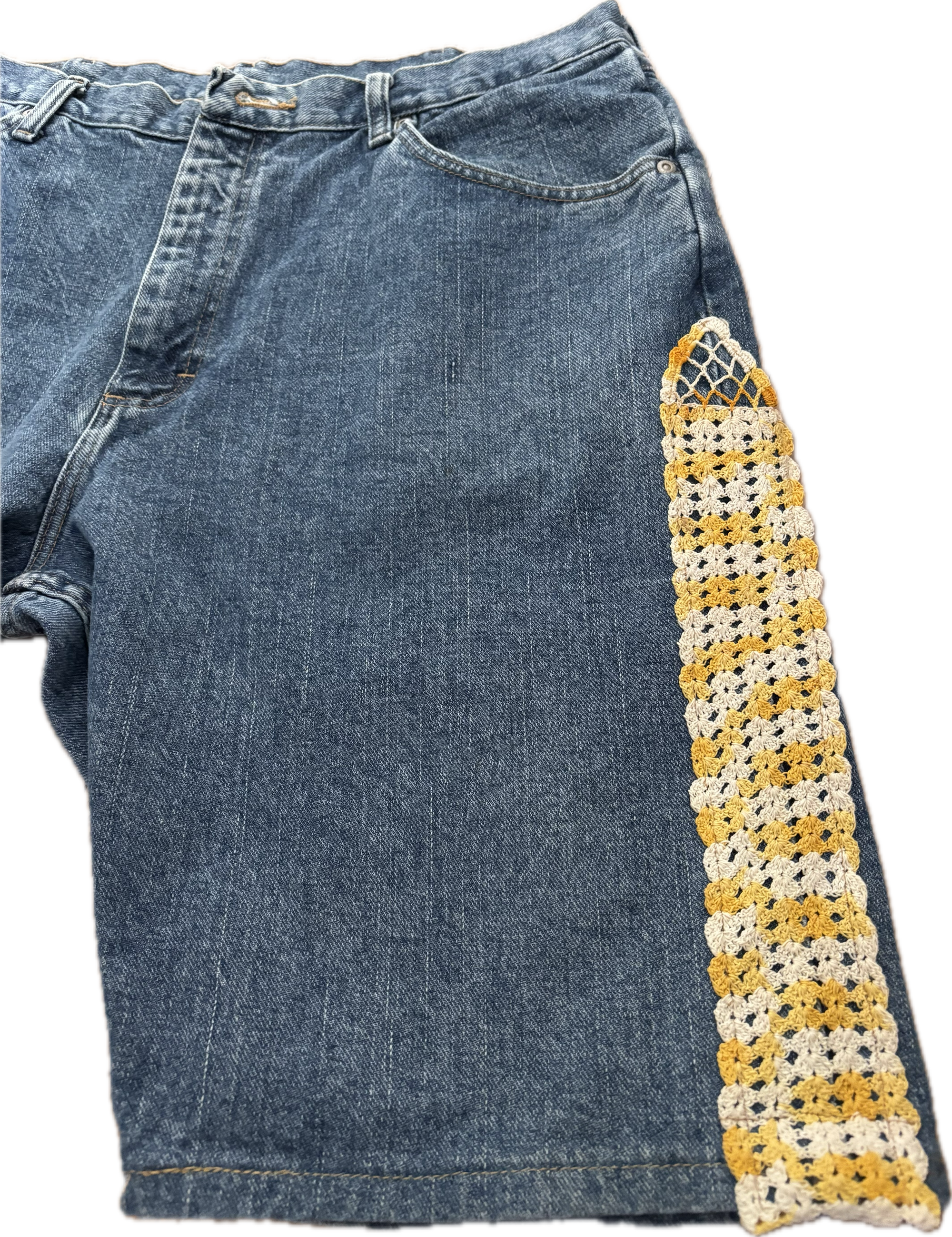 Yellow stripe jorts