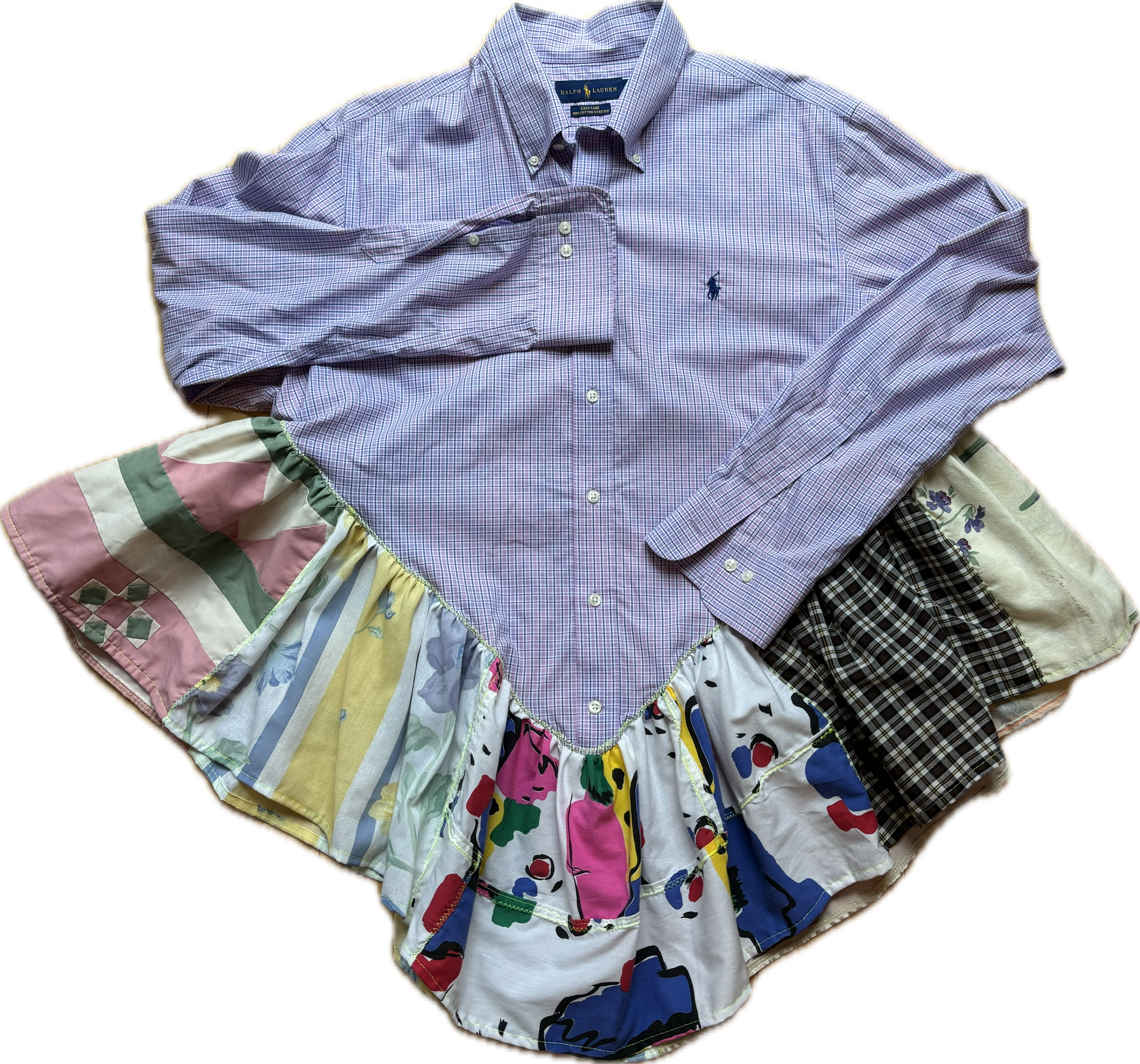 Bleachy Lavender Plaid Ruffle Top by Cassie's Shop