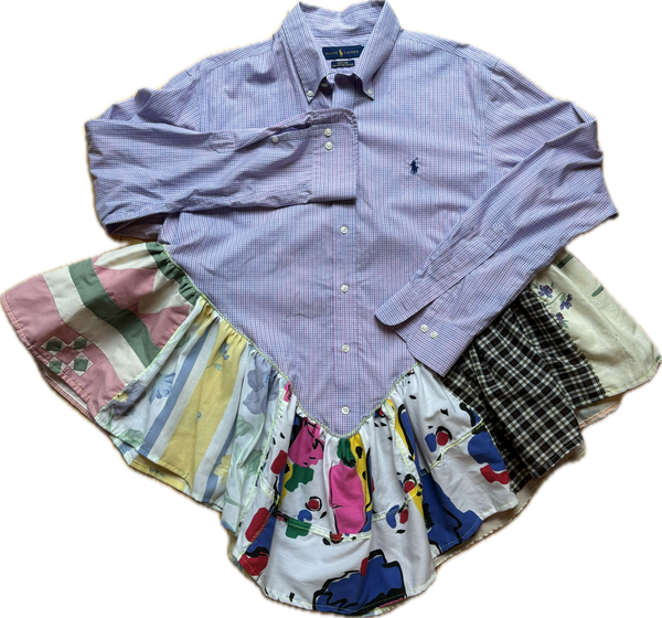 Bleachy Lavender Plaid Ruffle Top by Cassie's Shop