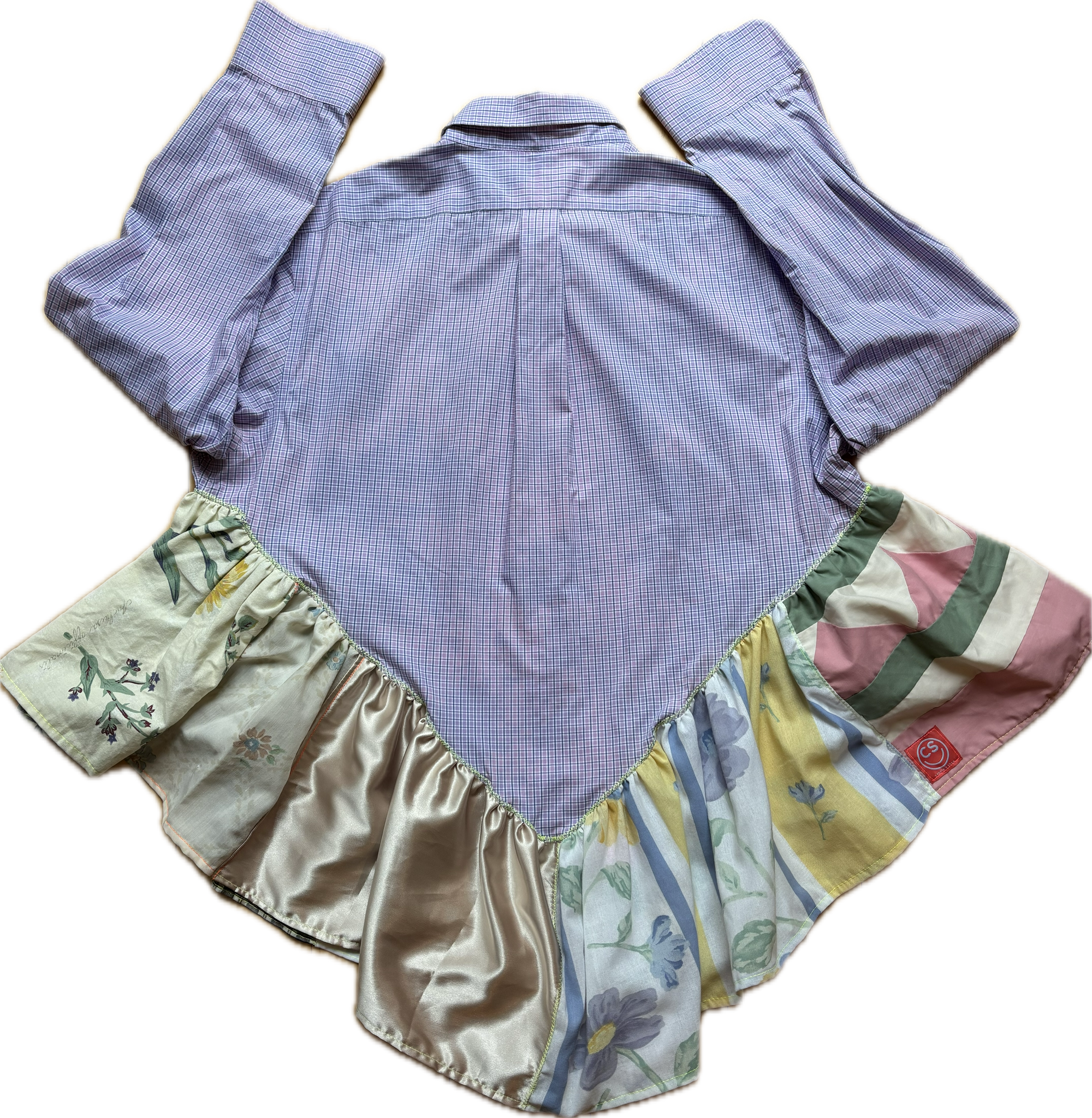 Bleachy Lavender Plaid Ruffle Top by Cassie's Shop