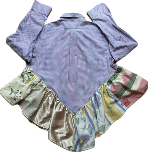 Bleachy Lavender Plaid Ruffle Top by Cassie's Shop