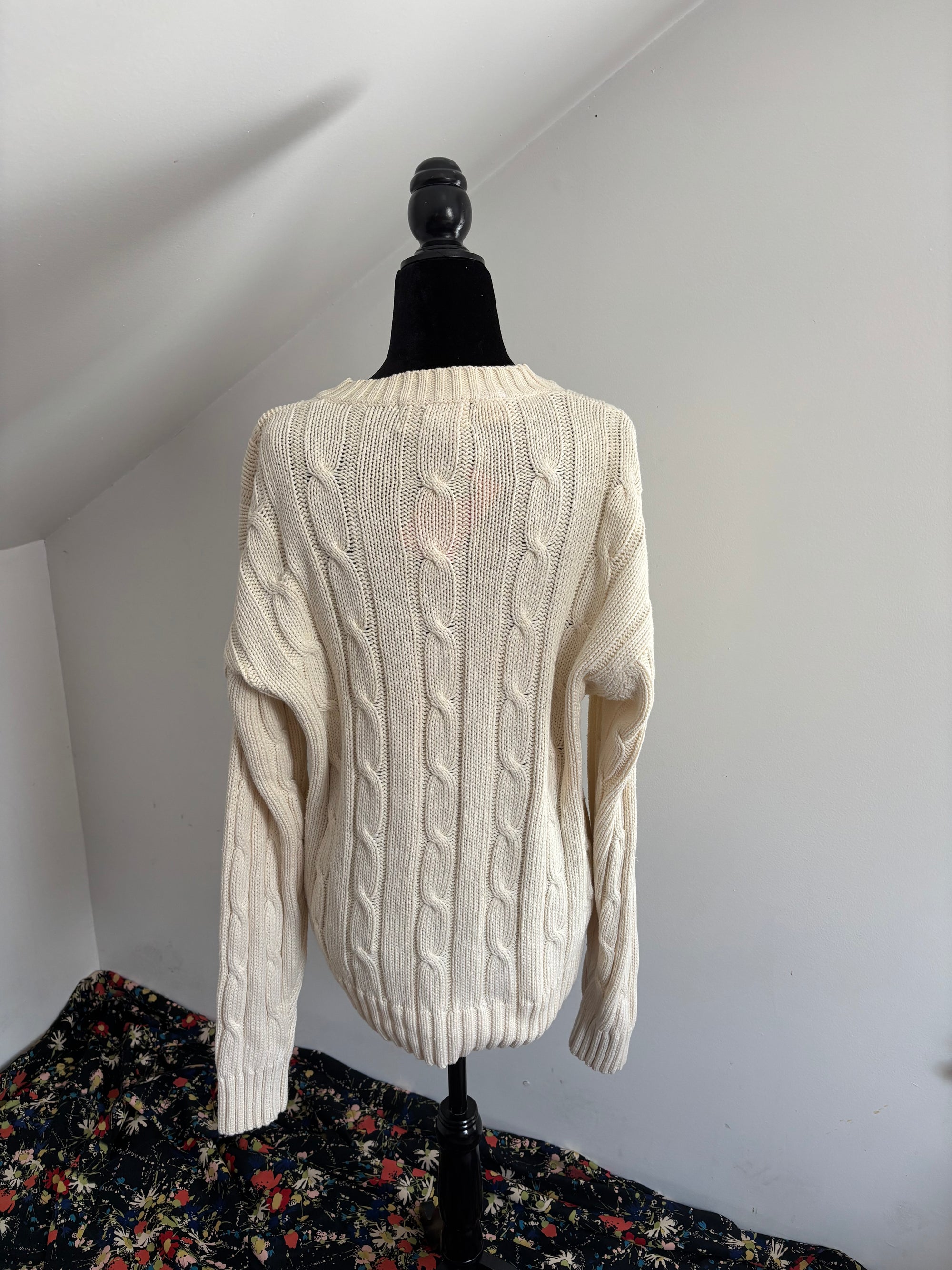 Oh, Whale! 1990s Eddie Bauer Cotton VNeck Sweater with Whale Motif - Membery x Revived & Reworked