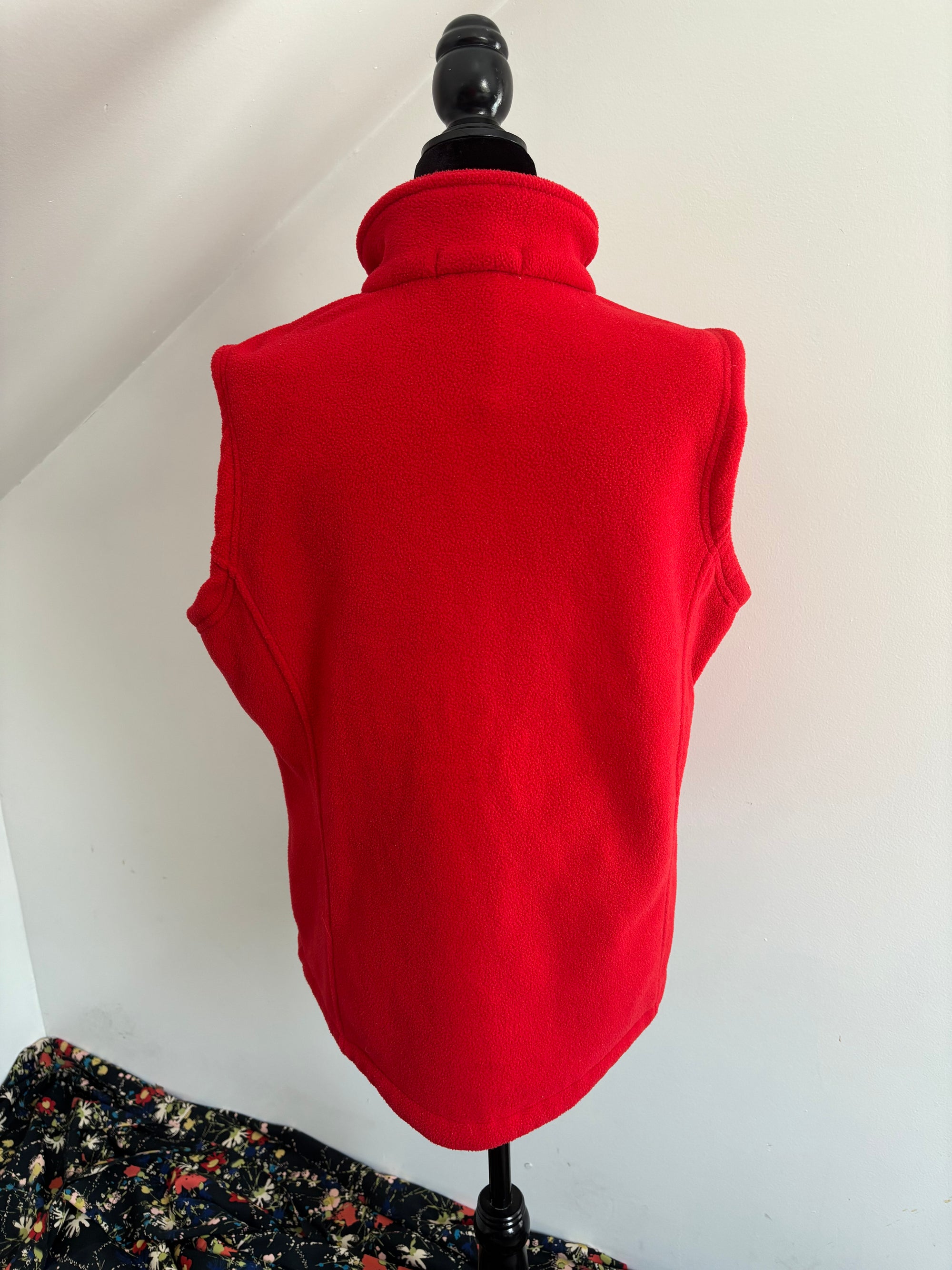 Microfeminism Corporate Vest in Red with Pink Crochet Square