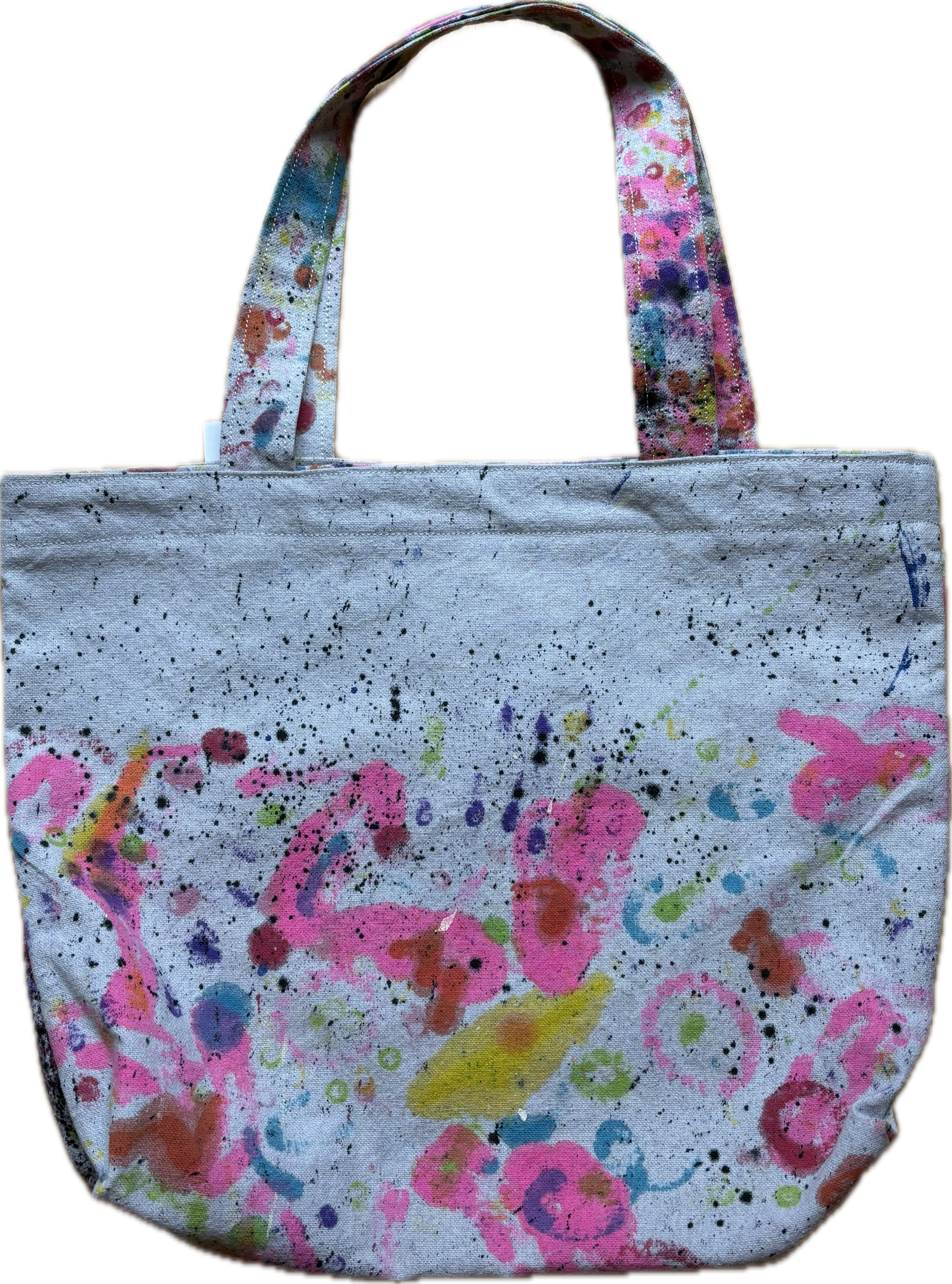 Hand 2 Hand Tote Bag with Black Splatter by Leif J. Lee