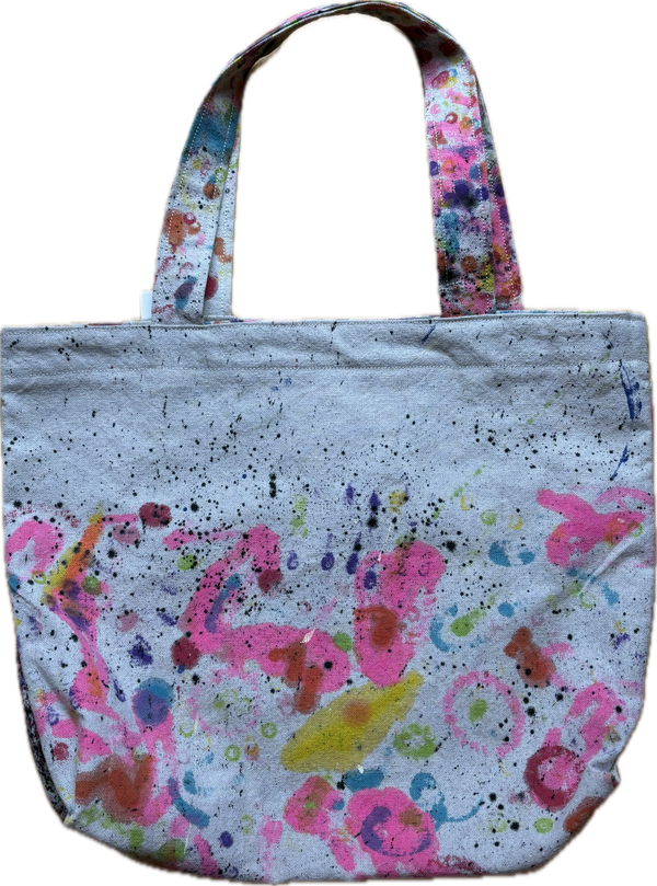 Hand 2 Hand Tote Bag with Black Splatter by Leif J. Lee
