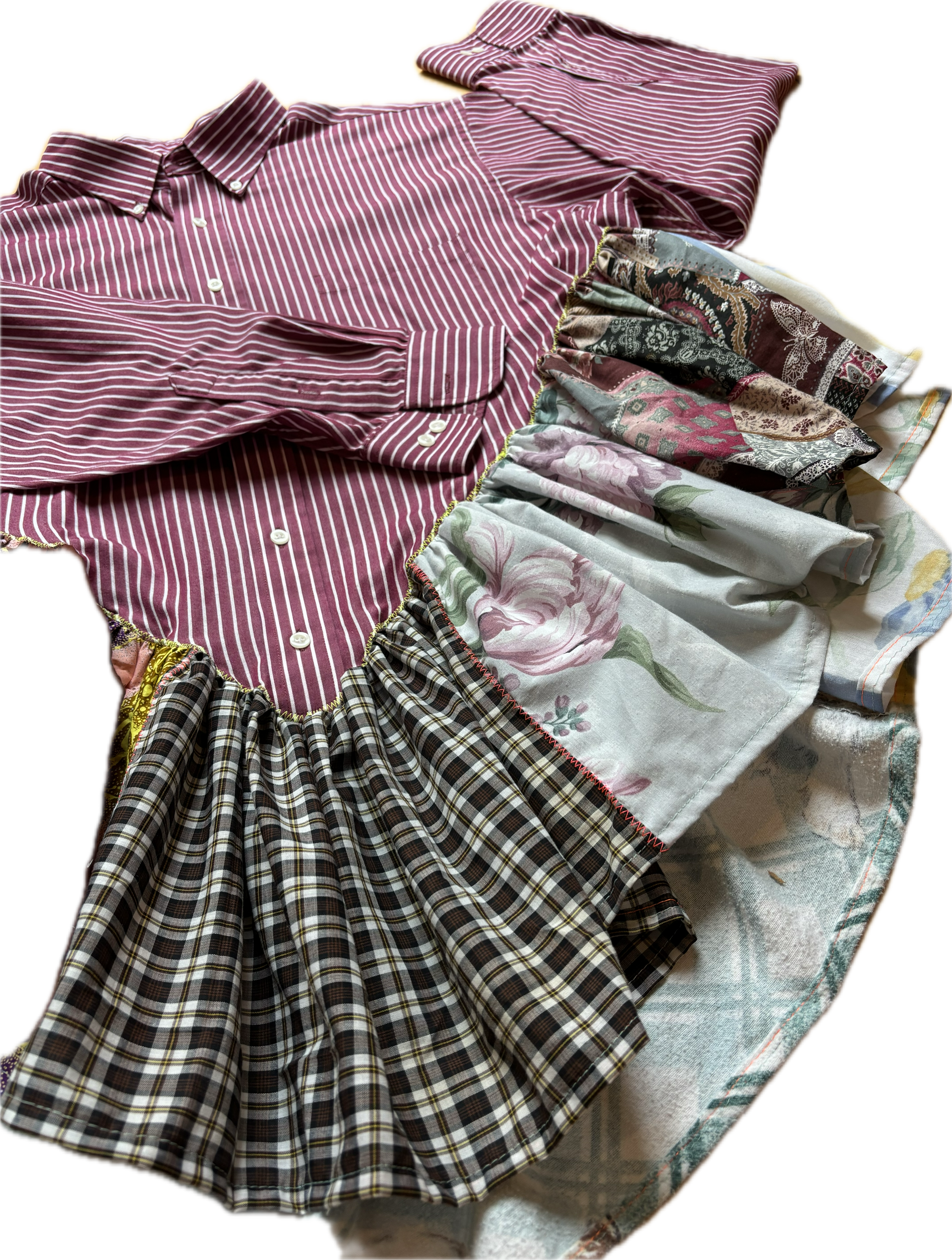 Maroon and White Stripes Ruffle Top by Cassie's Shop