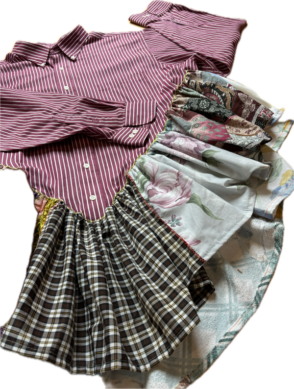 Maroon and White Stripes Ruffle Top by Cassie's Shop
