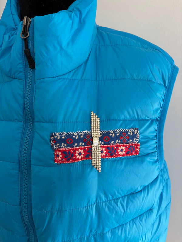 Microfeminism Corporate Puffer Vest in Royal Blue