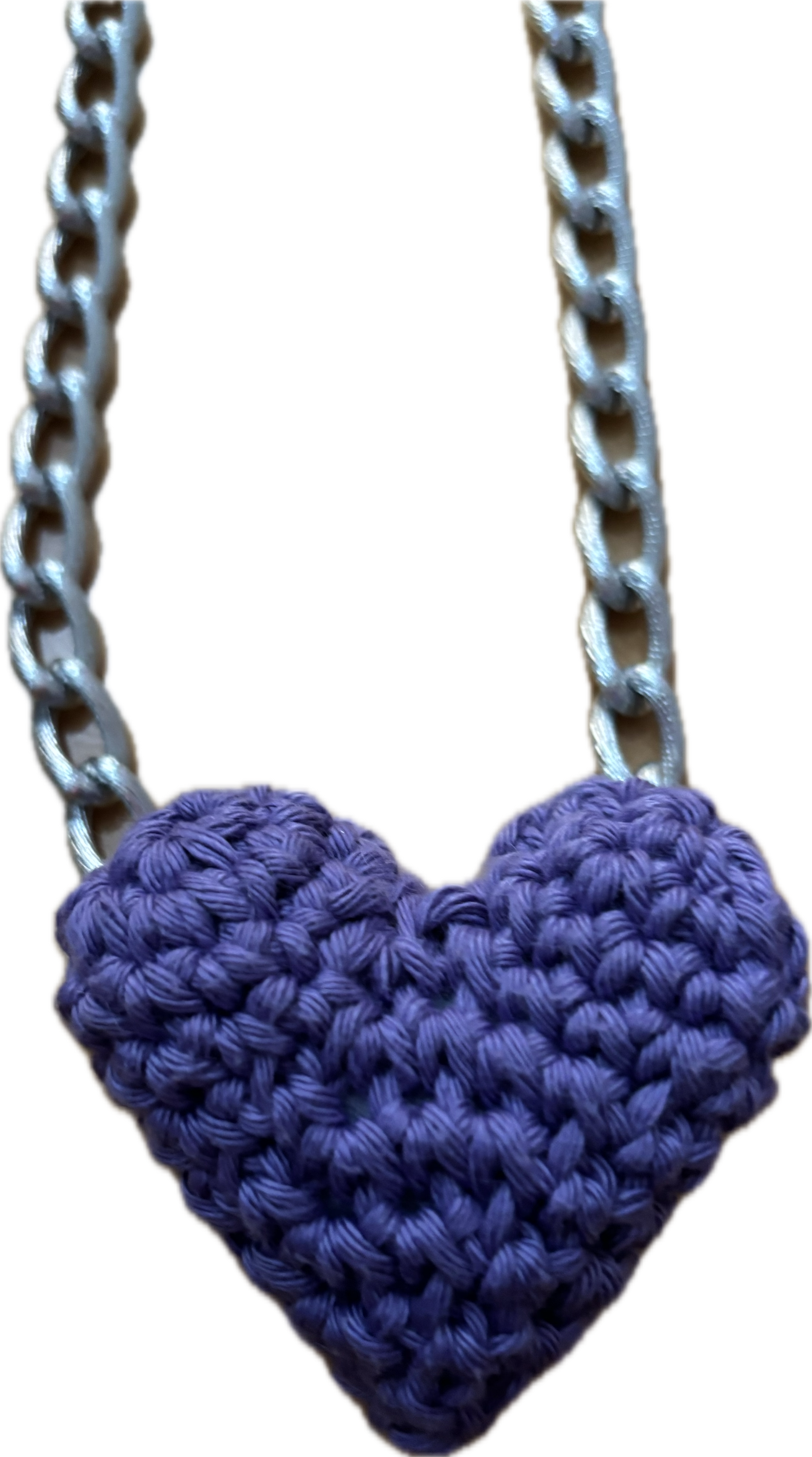 Crochet heart vintage chain link necklace