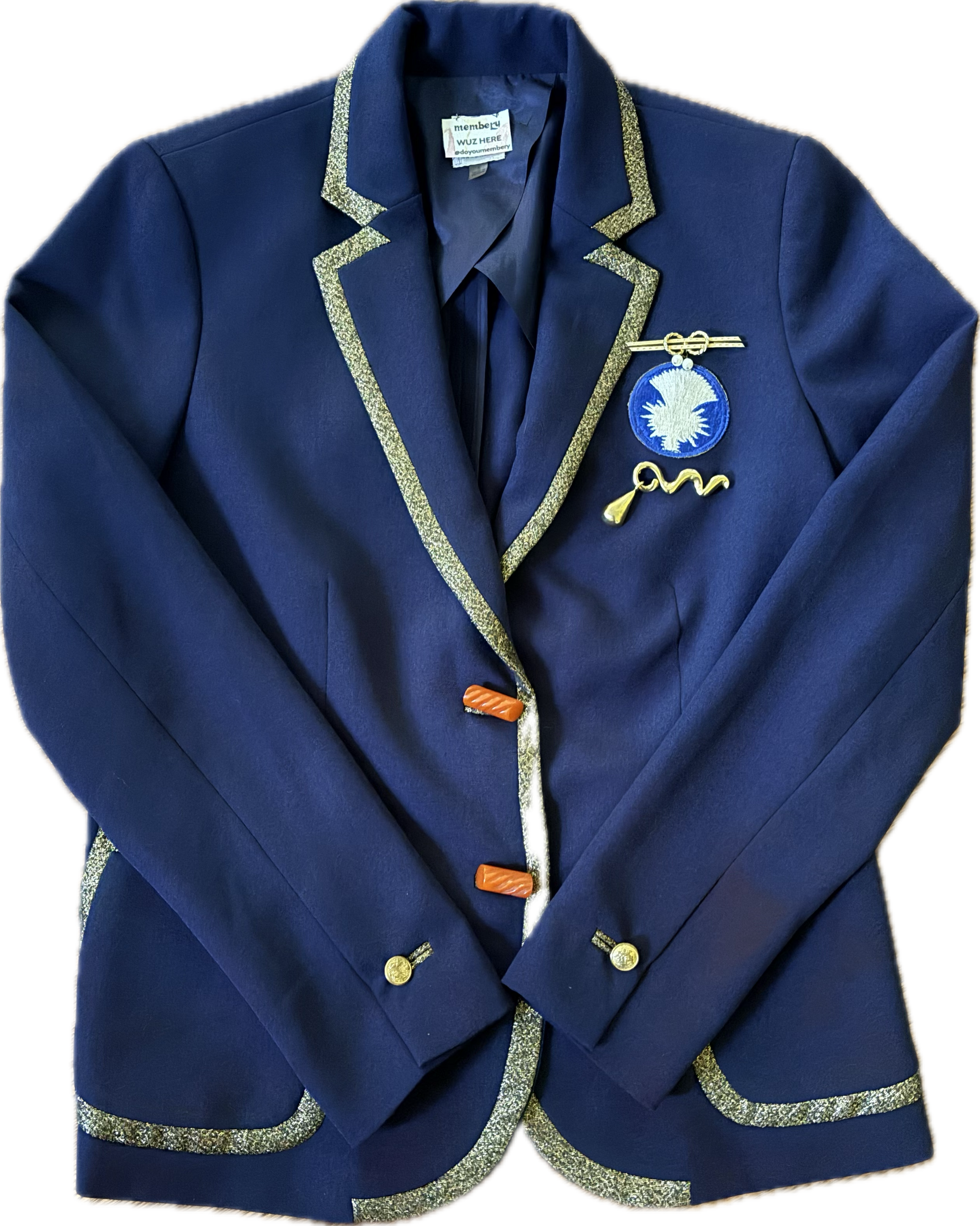 Military Inspired Navy Blazer with Gold Trim