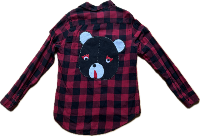 Red and Black Plaid Bear Shirt by Cat Singh